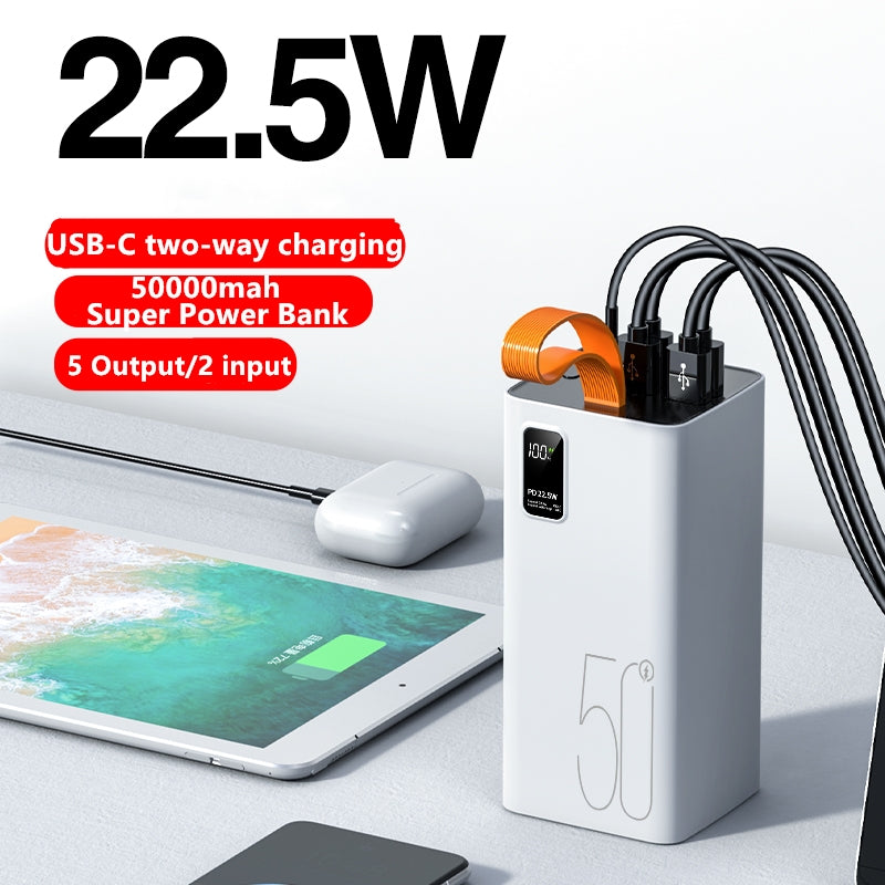 50000mAh Power Bank – 22.5W PD20W Super Fast Charging with Digital Display