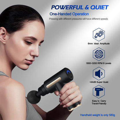 Rechargeable Deep Tissue Massage Gun – 6 Speed Muscle Massager
