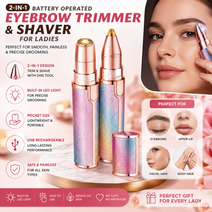 2-in-1 Electric Eyebrow Trimmer & Facial Hair Remover for Women