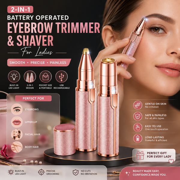 2-in-1 Electric Eyebrow Trimmer & Facial Hair Remover for Women