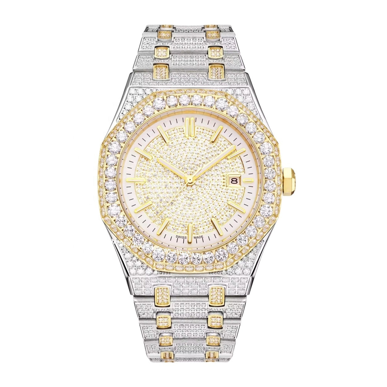 Luxury Rose Gold Moissanite Mechanical Watch – Iced Out Diamond Men's Watch