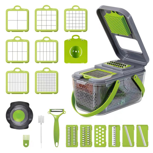 22-in-1 Kitchen Handheld Vegetable Chopper – Manual Food Cutter &amp; Slicer