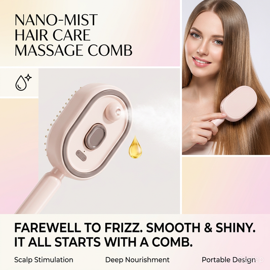 Custom Electric Spray Massage Comb – Self-Cleaning Nano Mist Hair Brush