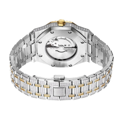 Luxury Rose Gold Moissanite Mechanical Watch – Iced Out Diamond Men's Watch